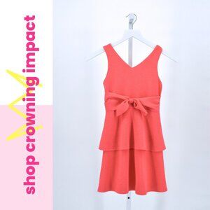 Coral Peplum Knot Dress - Girl's 10 | Ava & Yelly